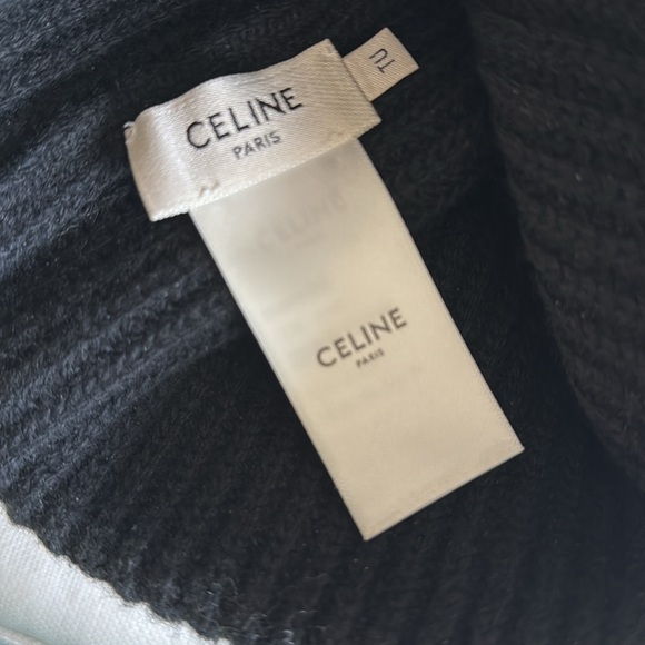 Celine Logo Knit Beanie in Black - Picture 3 of 7